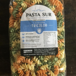 Fideos agroecológicos tirabuzón tricolor Pasta Sur x500grs.