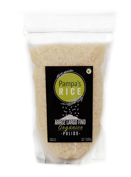 Arroz Integral Orgánico Largo Fino Pulido Pampa's Rice x500grs
